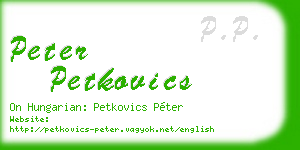 peter petkovics business card