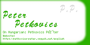 peter petkovics business card